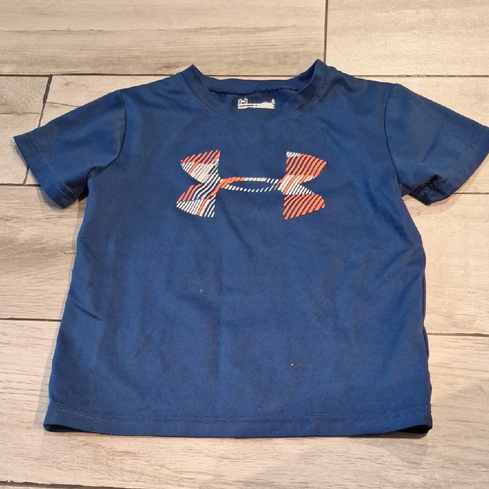 🍋‍🟩Under Armour Kids Navy and Red Logo Tee💘